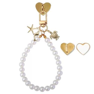 Imagem de Corrente de pingente de tartaruga marinha pérola para mulheres amantes de livros, pingente de estrela do mar oceano pérola chaveiro pulseiras Kindle, presentes para leitores amantes de livros