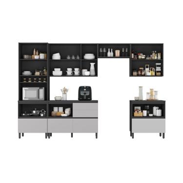 Imagem de Cozinha Completa Itatiaia Lumina 350cm Em Madeira Mdf Grafite/fendi