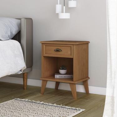 Imagem de Mesa De Cabeceira 1 Gaveta 1 Nicho Madeira Veneza Amêndoa