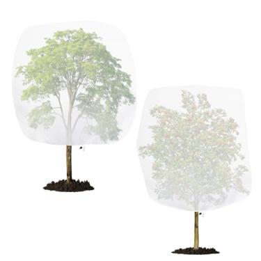 Imagem de Klmnop Pacote com 2 redes grandes para árvores frutíferas com cordão, redes para árvores frutíferas, cobertura para plantas de pássaros para proteger de esquilos e pássaros, barreira de malha de