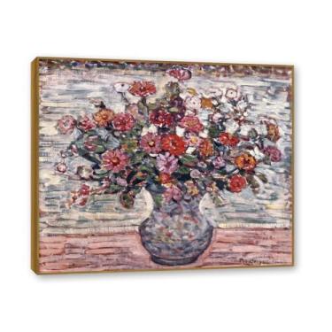 Imagem de NHLDZYH Moldura de madeira de teca. Flores clássicas natureza morta pintura em tela retro buquê de flores pinturas estilo country decoração de parede para cozinha e sala de estar. A18. 80 x 96 cm
