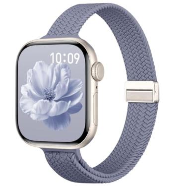 Imagem de Pulseira magnética fina elástica compatível com Apple Watch séries 11, 10, 9, 8, 7, 6, 5, 4, 3, SE 2 de 40 mm, 41 mm, 42 mm, 38 mm, 44 mm, 45 mm, 46 mm