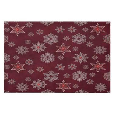 Imagem de Wassud Tapete de porta vintage flocos de neve 61 x 89 cm, tapete de área lavável antiderrapante com suporte de borracha, tapete macio e macio para sala de estar, quarto, entrada, entrada