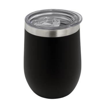 Imagem de Copo Térmico 350ml Inox Preto, Tampa Transparente, Parede Dupla, Mantém Bebidas Quentes e Frias