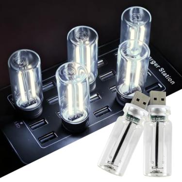 Imagem de 2 peças de luzes USB para carro, mini garrafa de vidro retrô regulável ao toque, luz noturna ambiente de LED para interior de veículos, quarto, corredor, acampamento, decoração de férias e festas
