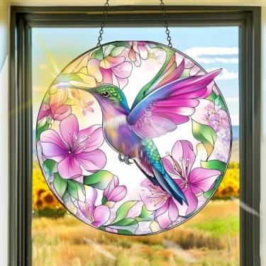 Imagem de Apanhador solar de acrílico colorido, decoração de janela pendurada com apanhadores de sol de beija-flor, arte de parede de criador de arco-íris, para sala de estar, quarto, varanda, decoração de