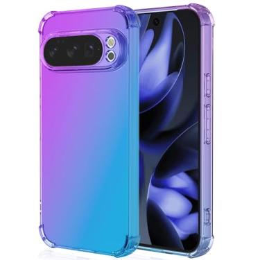 Imagem de Capa para Pixel 10A: Mulheres Meninas Cantos Reforçados TPU Absorção de Choque Flexível Cor Gradiente para Google Pixel 10A Capa de Telemóvel (Roxo Azul)