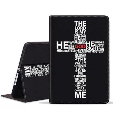 Imagem de POIUYTREW Capa para tablet Samsung Galaxy Tab S11 de 11 polegadas 2025 (modelo: SM-X730/X736B), capa inteligente de couro PU com suporte e despertar/hibernar automaticamente, cruz cristã de Deus Jesus
