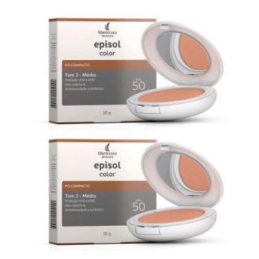Imagem de Kit 2 Pó Compacto Episol Color FPS50 Tom 3 Médio 10g cada