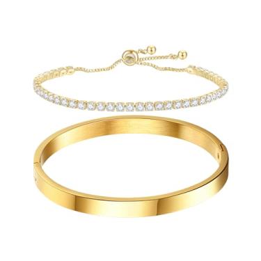 Imagem de VanSabrina Conjunto de pulseira banhada a ouro, Medium, Aço inoxidável, Sem Pedra Preciosa