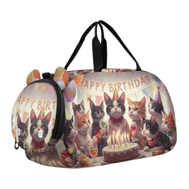 Imagem de Bolsa de viagem para crianças, para fim de semana, tartarugas marinhas, malas de viagem coloridas para meninas, ginásio, bagagem para meninos, balão festivo para festa de aniversário de gato, clássico