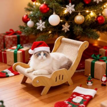 Imagem de Teneyu Grande arranhador de sisal para gatos – espreguiçadeira combinada de cama específica para gatos e arranhadores, tapete durável, material que não cai