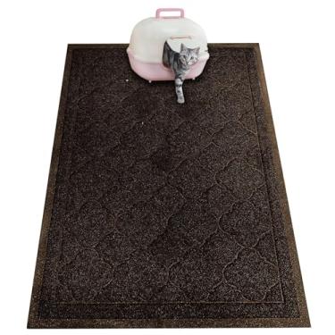 Imagem de Tapete de areia de gato durável premium PETUPPY, tamanho GG 119 cm x 91 cm – sem ftalato – antiderrapante – resistente à água – fácil de limpar-macia em patas de gatinho – Armadilhas de areia (extragrande cinza cáqui)PETUPPY X-large marrom Brown