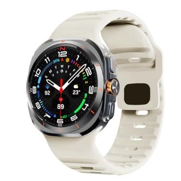Imagem de FUKUZL Para samsung galaxy assista ultra cinta 47mm acessórios pulseira cinto esporte silicone correa pulseira para galaxy watch7 ultra pulseiras(Cream)