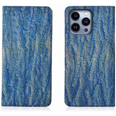 Imagem de KKFAUS Capa de telefone flip magnética com suporte de cartão, para Apple iPhone 13 Pro Max (2021) 6,7 polegadas padrão de casca de couro fólio Kickstand case coldre (cor: azul)