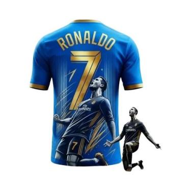 Imagem de Camiseta Esportiva Respirável Masculina Cristiano Ronaldo Estampa 3D T