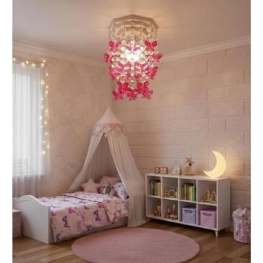 Imagem de Lustre para quarto infantil menina e menino com borboletas - - Lustres