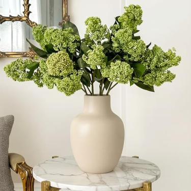Imagem de Maysing 4 peças de caule artificial Skimmia com folhas, haste longa realista de 56 cm, flores falsas para decoração de casa, decoração de casamento, vaso de mesa, centro de mesa, arranjo floral, buquê