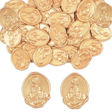 Imagem de Xinxinran 50 peças de adesivos de lacre de cera, acessórios de convite de casamento adesivos de envelope - selos autoadesivos, peferct para convite, embalagem de artesanato em caixa de presente