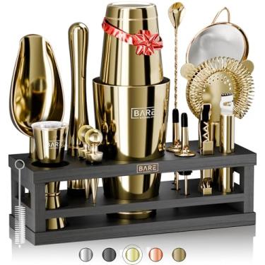 Imagem de BARE BARREL® Mixology Bartender Kit de bar | Conjunto de coqueteleira de 16 peças | Ferramentas de mistura de martini barware para bartender em casa | Incluindo 35 cartões de receita | Conjunto de