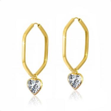 Imagem de Brinco Ouro 18k Argola Com Pingentes 5mm - S.Demór Joias, Branco