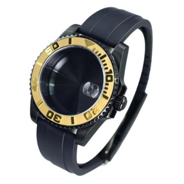 Imagem de FEIYASHI Black Yacht Design 200M Caixa de relógio à prova d'água para NH35 NH34/36/38 Miyota8215 ETA2824 Movimento Safira Glass Watch Case, Tampa inferior sólida 5, For NH35/34/36/38 Movement, Caixa