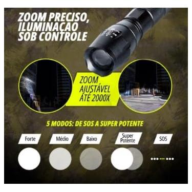 Imagem de Lanterna Tática Portátil MINI a Pilha com Zoom Telescópico