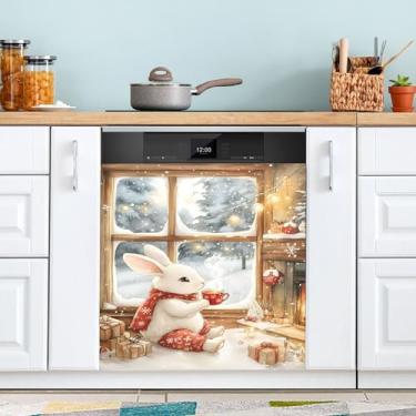 Imagem de SEHANY Capa magnética de conto de fadas fofo coelhinho da Páscoa, adesivos magnéticos decorativos antiarranhões para painel de geladeira e lava-louças, decoração de flores de fazenda de cozinha