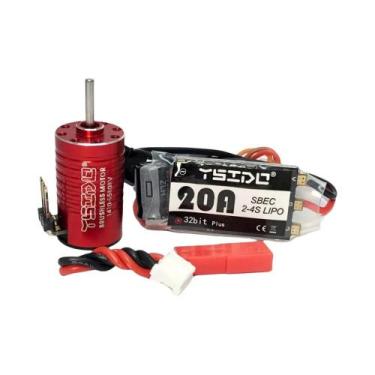 Imagem de Mini Motor Brushless 1410 V2 Com ESC 20A Para Carro RC Kyosho Mr03 pro