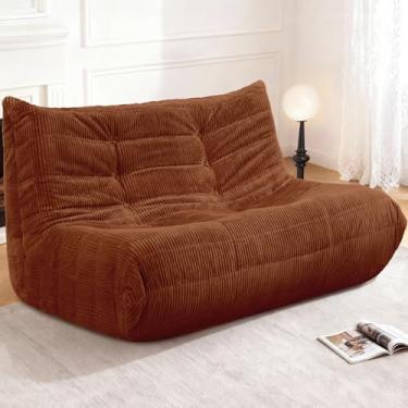 Imagem de Cansunna Cadeira de pufe gigante, poltrona gigante para adultos, confortável e grande, sofá preguiçoso, espreguiçadeira de veludo cotelê com espuma de memória, sofá de chão para casa, sala de estar