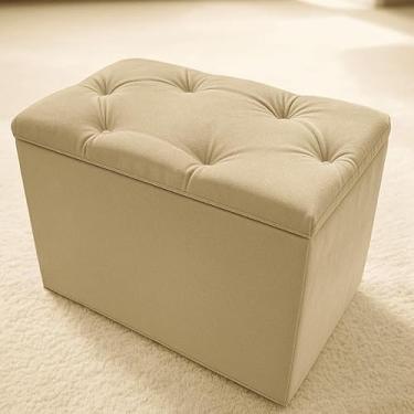 Imagem de Banco Baú Organizador 55cm Suede | Assento e Armazenamento | Para Quarto e Sala(Bege Suede)