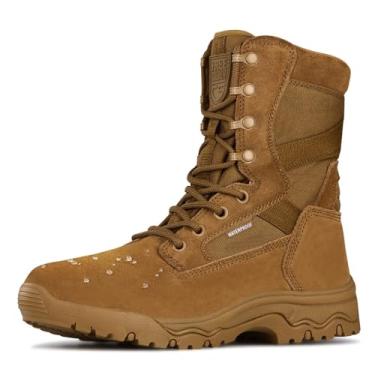 Imagem de FREE SOLDIER Botas táticas masculinas de 20 cm, leves, de couro, de camurça, durável, para trabalho militar, bota de deserto, Marrom escuro, 12 Wide
