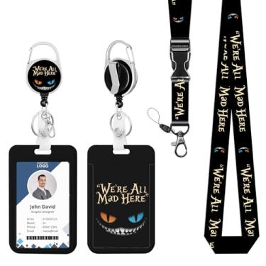 Imagem de Porta-crachá de identificação com cordão We are All Mad here Cordões retráteis para crachás de identificação, clipes de crachá, engraçados, enfermeira, professor, escritório, presente de estudante