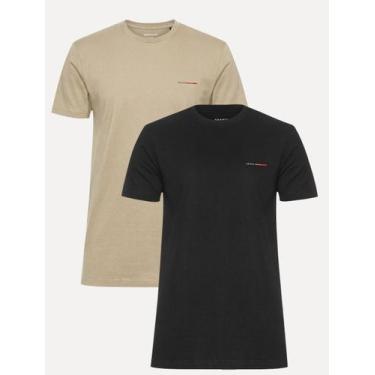 Imagem de Kit Camisetas  Aramis Estampa Assinatura Preta/Cáqui Tamanho:M, M/M