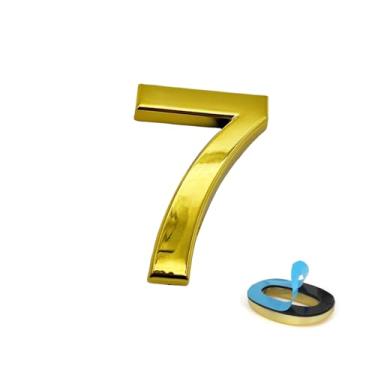 Imagem de NumRealm Número de porta, números de casa à prova d'água 3D, endereço de caixa de correio autoadesiva, jardim, apartamento, hotel, café, sinalização, ouro-7