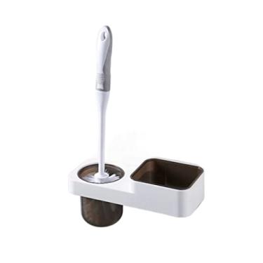 Imagem de Escova de vaso sanitário para banheiro com rack de armazenamento, conjunto de escovas de vaso sanitário, suporte de parede, escova de vaso sanitário sem perfuração, ferramentas de vaso sanitário (A