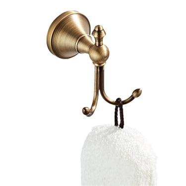 Imagem de 3FLQOOPP Acessórios de banheiro bronze ferragem toalheiro antigo suporte de escova de vaso sanitário prateleira trilho barra suporte de saboneteira de chuveiro, cesta de sabão (ganchos duplos)