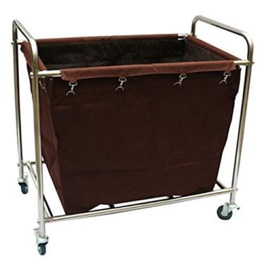 Imagem de Carrinho de servir, carrinho de salão de beleza, carrinho de ferramentas, carrinhos com rodas, carrinho de lavanderia com moldura de aço inoxidável, bolsa removível, 4 rodízios e alça, fácil de