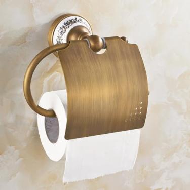 Imagem de Acessórios de banheiro escovados de latão barra de papel suporte de pano gancho de saboneteira suporte de copo suporte de escova de vaso sanitário, apenas suporte de papel