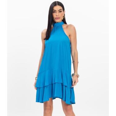 Imagem de Vestido Curto Feminino Em Viscose Style Box Azul, M, Azul