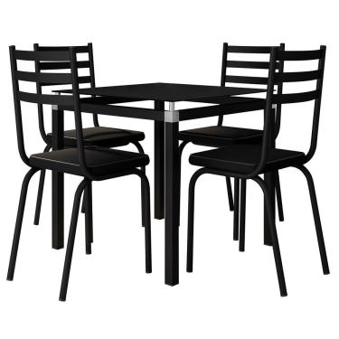 Imagem de Jogo De Mesa Malva 75cm E 4 Cadeiras 118 Preto - Artefamol
