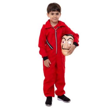 Imagem de Fantasia infantil Macacão Vermelho La Casa de Papel + mascara salvador