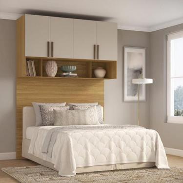 Imagem de Módulo Aéreo Queen Com Cabeceira Altezza Trend Belmax, Freijó/Off Whit