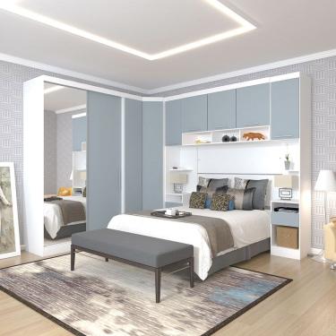 Imagem de Quarto de Canto Casal com Guarda Roupas com Espelho e Mesas de Cabeceira Alpes Luciane Moveis