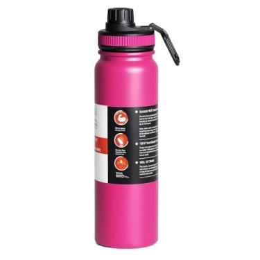 Imagem de Garrafa Térmica de Água em Aço Inoxidável 800ml Isolamento Térmico de Parede Dupla com Alça e Bico Esportivo, para Academia e Esportes (Rosa)