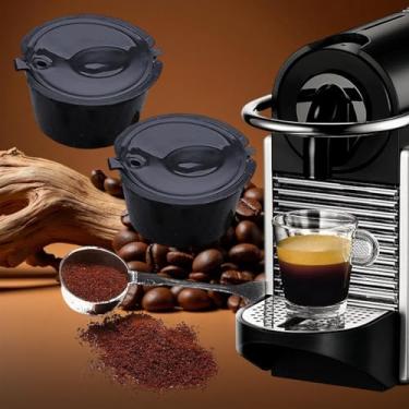 Imagem de 2 cápsulas de café reutilizáveis para máquina Nescafe Dolce Gusto, kit de copo de filtro de cápsula de café recarregável reutilizável (preto, 5,2 x 5,2 x 3,5 cm)