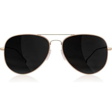 Imagem de grinderPUNCH Óculos de sol aviador clássicos polarizados, modernos, leves, para homens, proteção UV, Armação de metal ouro rosa/lente preta, M