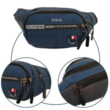 Imagem de Pochete masculina bolsa cintura motoqueiro multiuso - Yida, Azul, P