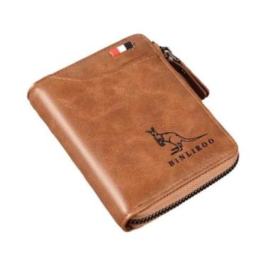 Imagem de Carteira Masculina De Couro Genuíno, Porta-cartões RFID, Bolsa De Moed