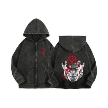 Imagem de Moletom Unissex Com Zíper E Capuz Estampado Anime Berserk Harajuku Gót